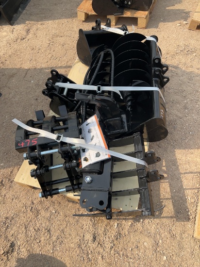 AGT Mini Excavator Attachment Set 9 Pieces - 12EZAT9 3 Buckets - Quick Hitch - Ripper - Rake