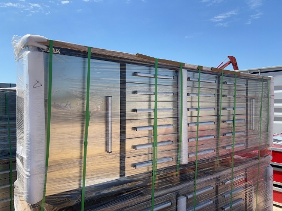 10' Work Bench with 18 Drawers and 2 Cabinets - Stainless Steel SOLD ONE PER LOT