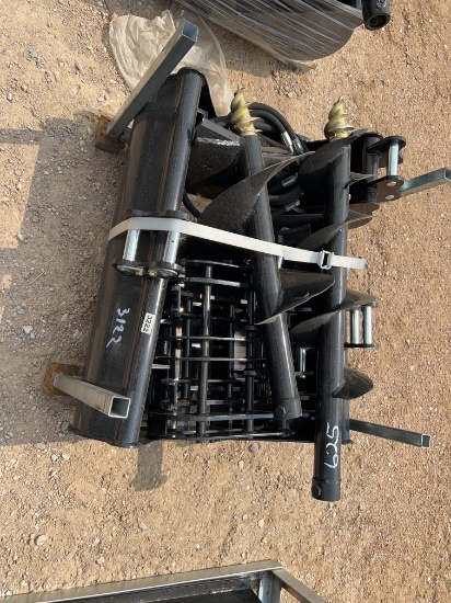 Mini Excavator Attachment Set 3 Buckets - Post Hole Digger with 2 Augers - Grabber - Ripper - Quick