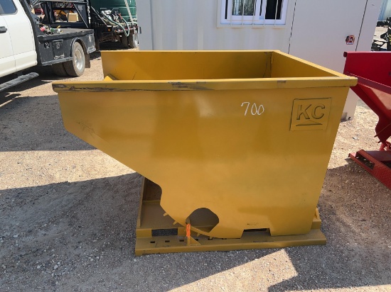 Yellow 2 Yard Dumping Forklift Hopper