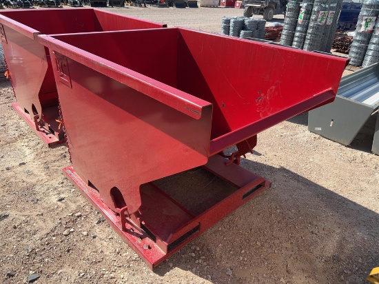 Red 2 Yard Fork Lift Dumping Hopper