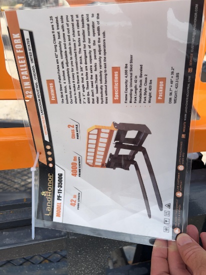 Skid Steer Pallet Forks with 42'' Forks SOLD ONE SET PER LOT