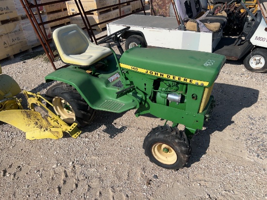 John Deere 140 Garden Tractor with 5 John Deere Attachments, Wheel Weights and Tractor Parts Seller
