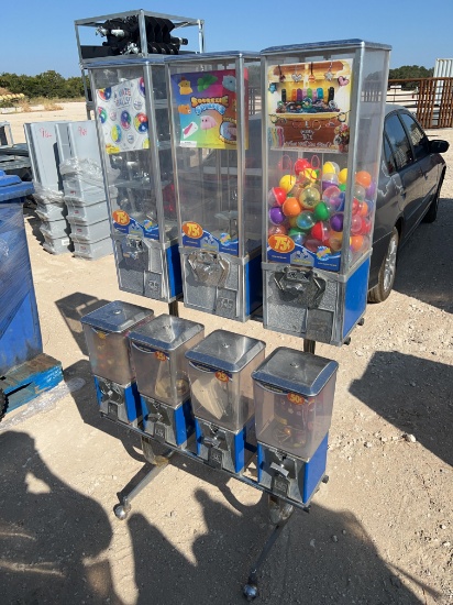 Candy/ Toy Dispenser 7 Units on 1 Rack SOLD AS ONE LOT