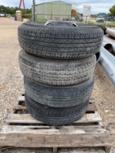 4 - 235/80/16 Dually Tires on Black 8 Hole Wheels SOLD BY THE TIRE FOUR TIMES THE MONEY MUST TAKE