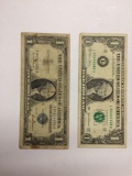 2003 series sequential numbered dollar bill in 1957 silver certificate dollar bill