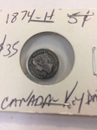 1874H Canada five cents key date