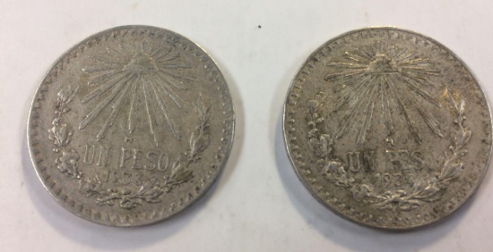 Lot of 2 Mexico Un Peso 1933 1934