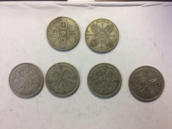 Lot of 6 Great Britain one florin