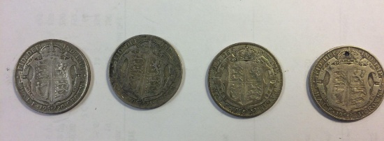 Great Britain lot of 4 half crowns 1920 1921 1922 1923