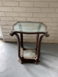 Glass Top Wooden Accent Table