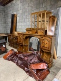Bedroom Set: Large Dresser with Mirror, Bed Frame with Drawers
