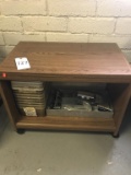 Stand on Wheels with Plastic Bins & Misc. Items