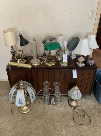Lamps and Tote of Extension Cords
