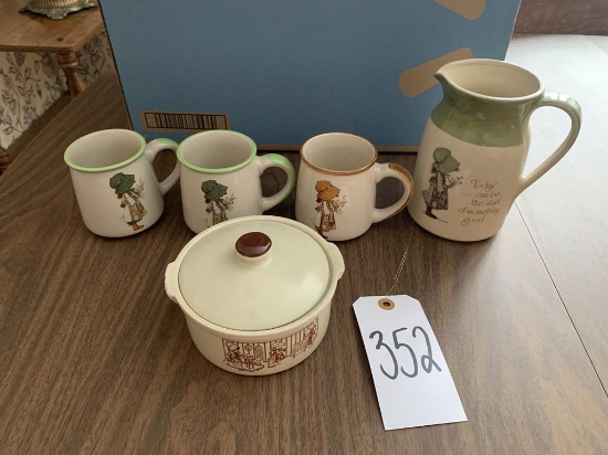 Set of Holly Hobbie Mugs, Serving Dishes
