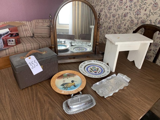 Mirror, Stool, Misc Dishes