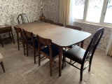 Table with 2 Leaves & 8 Chairs