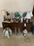 Lamps and Tote of Extension Cords