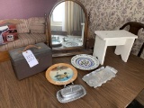 Mirror, Stool, Misc Dishes
