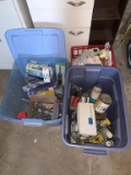 Totes of Misc. Items: Tools, Stain, Magazines
