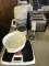 Coffee maker, toaster, scale, colander