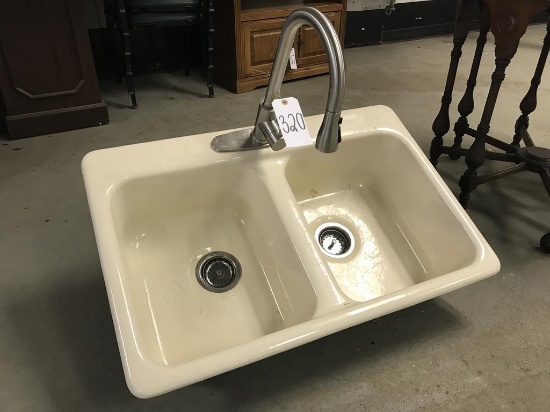 Cast iron sink with new faucet