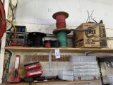 Contents of shelves - wire, storage boxes