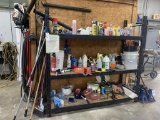 Shelf and contents, hand tools, hose