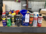 Oil, lubricant, brake parts cleaner, battery cleaner, funnels