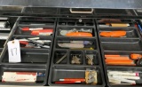 Contents of drawers - utility knives, pens, pencils, markers, tape, zip ties, handles