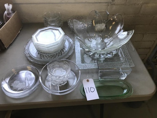 large lot of glass dishes