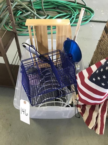 miscellaneous items (flags, pitcher, shelves)