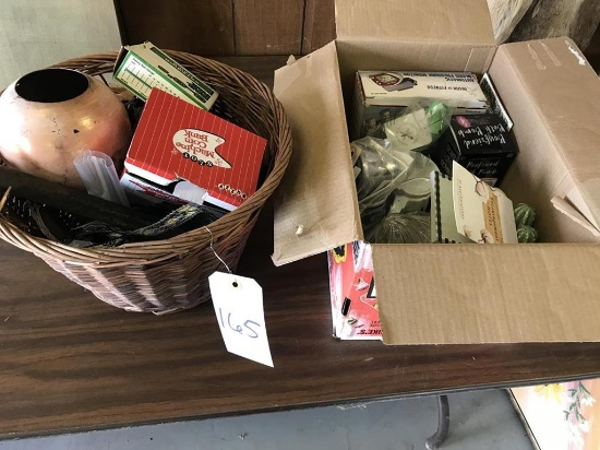lot of miscellaneous items (blood pressure monitor, bath bomb, machine coin bank, coffee mugs)