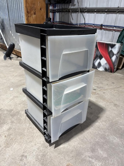 Plastic Rolling 3-Tier Storage Unit