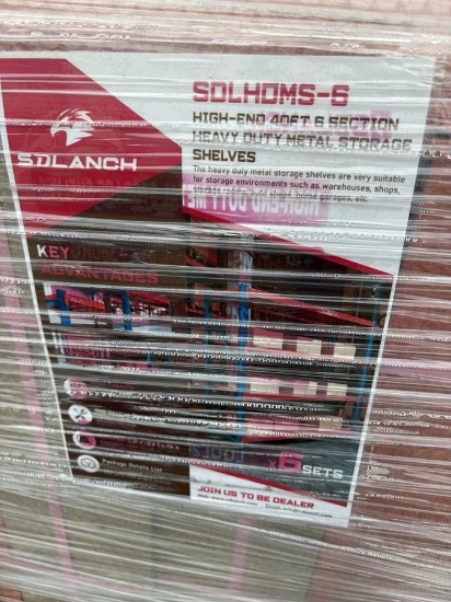 40' 6 Section Heavy Duty Metal Storage Shelves