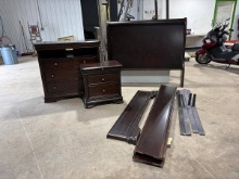 Dark Wood Bed Frame, Dresser and Nightstand Set
