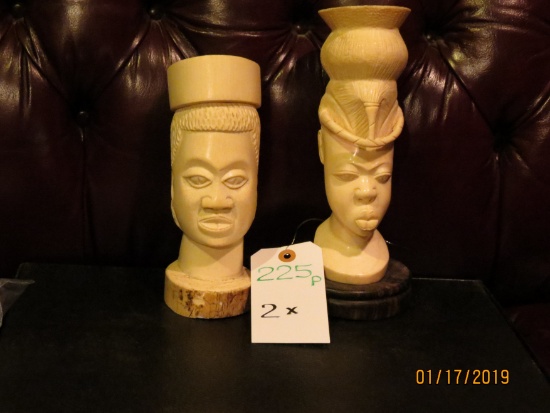 2 IVORY CARVED BUSTS (TXRESONLY)