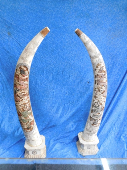 PR ELEPHANT TUSK (MADE OF IVORY OR BONE SQUARES -YOU BE THE JUDGE (SOLD AS IS)(TXRESONLY)
