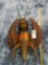 CENTRAL - S AMERICAN POLYCHROME WOOD CARVED INSECT MASK, MALE, GLASS EYES, 21.5