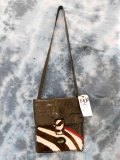 HANDMADE ZEBRA HIDE AND LEATHER PURSE W/ LEATHER STONE CLOSURE