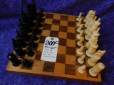 BONE CARVED CHESS SET (COOL!) ALL PIECES ARE BONE; BLACK IS BONE PAINTED BLACK