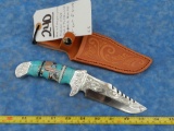 NATIVE AMERICAN INDIAN MADE INLAID TURQUOISE KNIFE