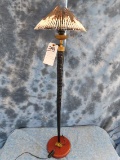 GEMSBOK HORN LAMP W/PORCUPINE QUAIL SHADE