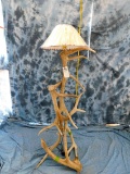 ELK ANTLER FLOOR LAMP W/ SHADE