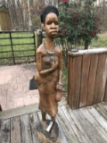 AFRICAN WOMAN & CHILD WOOD CARVING 63