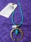 TURQUOISE NECKLACE W/STERLING SILVER PENDANT W/ KINGMAN TURQUOISE MADE BY KEVIN BILLAH