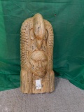 CARVED WOODEN AMERICAN INDIAN CHIEF, 42