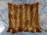 KING-SIZE BEAVER HIDE BEDSPREAD AND PILLOW SHAMS, MINOR LINING DAMAGE