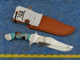 NATIVE AMERICAN INDIAN MADE INLAID TURQUOISE KNIFE