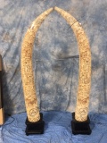 PAIR ORNATELY CARVED TUSKS MADE FROM CAMEL BONE (2X$)